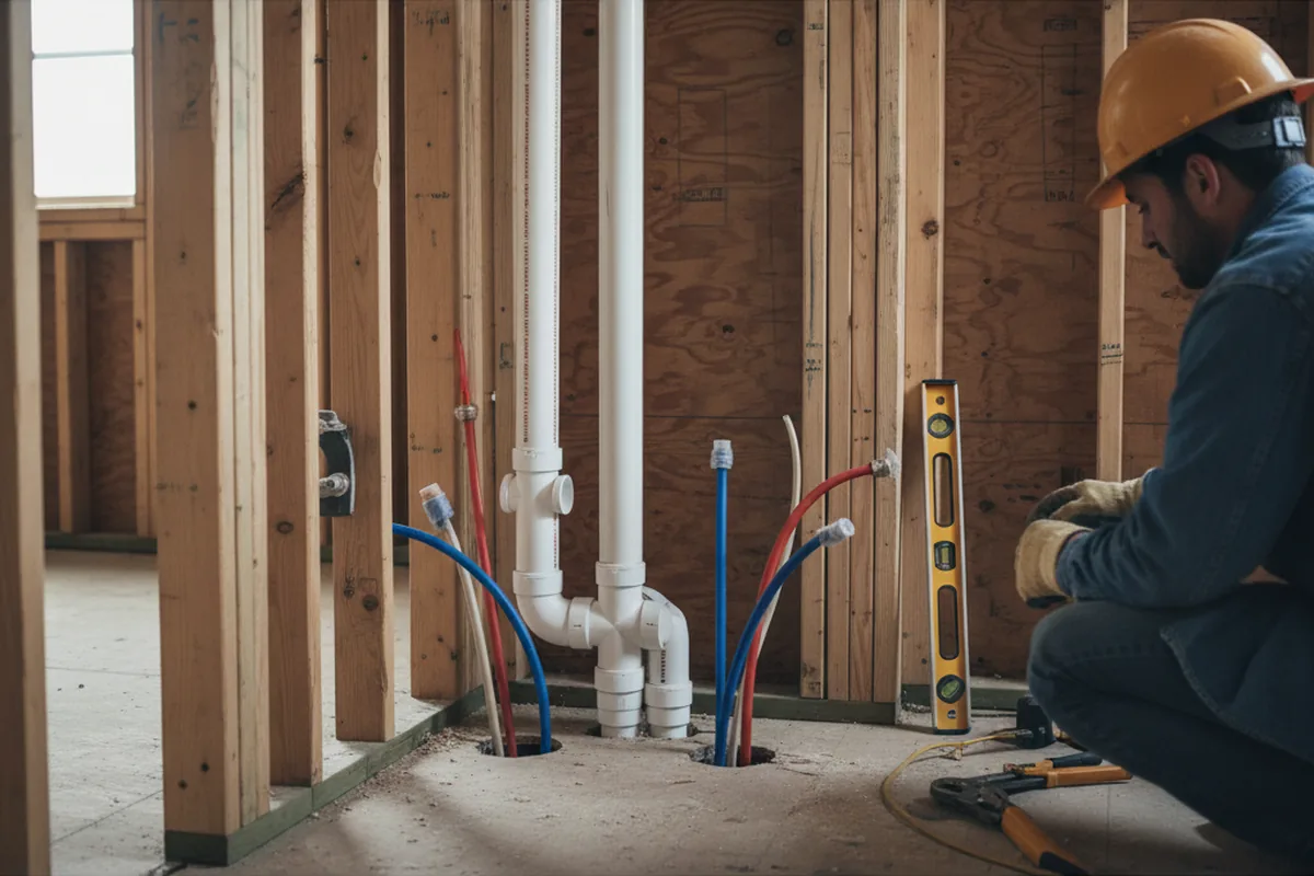 Drain and supply rough-in during Toilet Repair and Installation in Pella